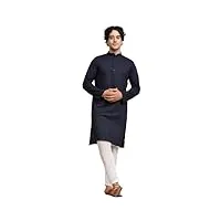 skavij tunique en coton pour homme kurta pyjama indian yoga casual dress set (bleu, x-large)