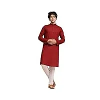 skavij tunique en coton pour homme kurta pyjama indian yoga casual dress set (rouge, large)