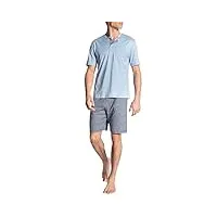 calida pyjama short manches courtes boutonné relax choice 100% coton (placid blue)