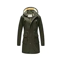 wenven femme parka d'extérieur d'hiver manteau en coton chaud à capuche amovible veste coupe-vent mi-longue veste militaire classique vert millitaire xl