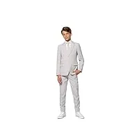 opposuits garçons groovy grey solid color suit - tenue de bal et de fête de mariage - blazer, pantalon et cravate - gris
