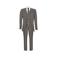 costume 3 pièces chêne marron en laine pour hommes gilet croisé tweed blinders des années 1920 46/30w