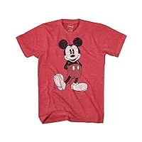 disney men's full size mickey mouse distressed look t-shirt(heather red,medium)