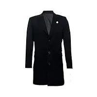 truclothing manteau 3/4 en laine crombie noir pour homme peaky blinders manteau coupe svelte 36