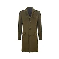 truclothing manteau 3/4 en laine crombie olive pour homme peaky blinders manteau coupe svelte 46