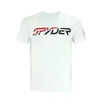 spyder men's athletic short sleeve graphic cotton t-shirt, white/two tone wordmark medium