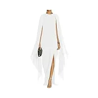 mayfasey robe de soirée élégante à manches courtes évasées avec cape - blanc - taille l