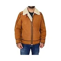 a1 fashion goods hommes véritable peau de mouton millésime cognac veste classique en volant top gun shearling manteau karl (xxxl - eu 56)