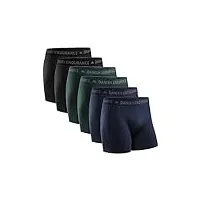 danish endurance lot de 6 boxers en coton ultra doux, caleçon confortable et respirant, pour homme, multicolore (2x noir, 2x bleu mélange, 2x vert), xl