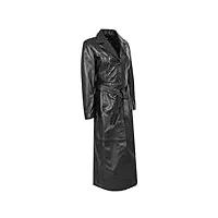 a1 fashion goods manteau long en cuir souple noir pour femme, noir , 46
