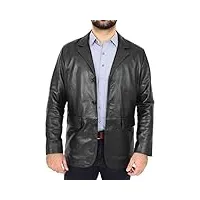 hommes doux cuir trois bouton blazer classique désinvolte veste david noir (x-large)