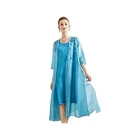 hangerfeng silk linen blend embroidered cardigan two-piece dress long robe dress sunscreen shirt 2139l