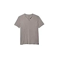 lucky brand men's venice burnout notch neck tee shirt, gargoyle, medium