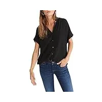 madewell chemise drapée centrale, noir véritable., xx-small