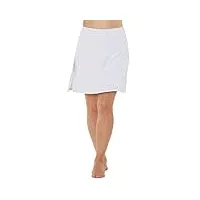 westkun jupe short femme longue modeste jupe de tennis jupe-short de golf taille haute jupes avec poches & short intérieur pour sport entraînement pickleball randonnée course à pied blanc xl