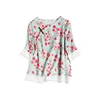 hangerfeng everyday dress shirts silk linen printing loose chinese top art blouse 2203xl