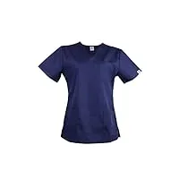 jonathan uniform femme navy haut blouse de travail avec 3 poches, col v blouse medicale femme pour estheticienne, dentiste, aides soignants, vétérinaire (bleu, m)