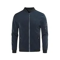youthup blouson homme léger veste imperméable printemps été décontracté jacket de couleur unie col montant bleu-1801 m
