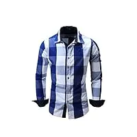nobrand chemise à manches longues en coton pour homme - bleu - xxl