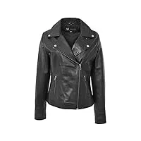 a1 fashion goods femmes cuir véritable veste de motard noir designer aménagée fermeture éclair manteau myla (xl - eu 42)
