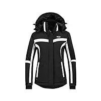 wantdo femme veste de ski outdoor manteau d'hiver chaud avec capuche amovible veste imperméable coupe-vent veste randonnée pour voyage blanc l