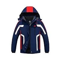 wantdo homme blouson de ski imperméable hiver veste de pluie voyage veste polaire randonnée manteau hiver chaud veste de snowboard montagne bleu+rouge xl