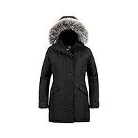 wantdo femme manteaux chaude doublure polaire veste d'extérieur d'hiver manteau à capuche en fausse fourrure parka militaire slim fit noir s