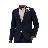 hommes 2 pièces slim fit tweed laine hommes costume chevrons motif mariage mariage tuxedos (blazer+gilet + pantalon) - argenté - xxxl