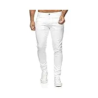 pantalon homme jeans colored denim coton slim fit blanc w34-l30