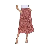 parabler jupe midi en mousseline de soie élégante à pois pour femme - taille élastique - jupe d'été plissée - avec poches, rouge-1, s