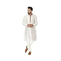 skavij hommes tunique kurta pyjama robe de fête de mariage (blanc, small)
