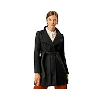 allegra k manteau d'hiver élégant à manches longues avec ceinture pour femme, noir , 40