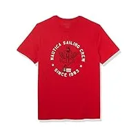 nautica men's 100% cotton patriotic logo graphic tee shirt, red, x-large