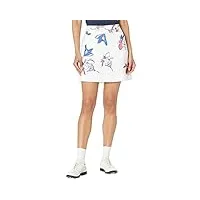 callaway 18" art nouveau floral printed skort w/micro pleat hem jupe-short, blanc éclatant, m femme