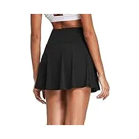 baleaf femmes jupe de tennis avec pantalon jupe de sport taille haute plissé mini jupe golf jupe pantalon jupe avec poches jupe d'été noir xxl
