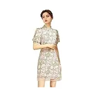 hangerfeng femme robe soie imprimé modifié cheongsam a-line jupe 2266xl