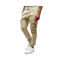 indicode pantalon chino cargo alex en coton, avec 6 poches, pour homme, fog, xl
