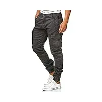 indicode pantalon chino cargo alex en coton, avec 6 poches, pour homme, gris, l