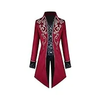 crubelon steampunk veste de costume vintage pour homme style gothique victorien - rouge - taille xl