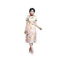 femmes robe impression soie modifiée cheongsam rose robe ao dai 2278 - rose - xx-large