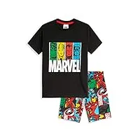marvel pyjama short enfant garcon, ensemble de pyjama court (noir/multi avengers, 11-12 ans)