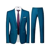allthemen costume homme mariage 2 pièces slim fit smoking costume un bouton couleur pure formel veste et pantalon homme bleu foncé s