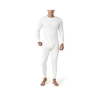 lapasa ensemble de sous-vêtements thermiques homme haut & bas maillot de corps manches longues & pantalon chaud automne/hiver blanc l