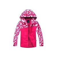 youngsoul manteau de pluie garcon color block - veste imperméable enfant - coupe vent doublé polaire fille avec capuche - rouge - 7-8 ans/l