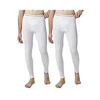 lapasa pantalon thermique homme bas caleçon long sous-vêtement chaud automne/hiver m56 m blanc (2 pantalons)