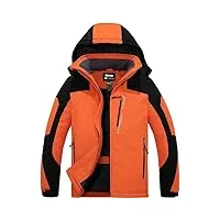 skieer homme manteau d'hiver snowboard outdoor parka randonnée grande taille veste de pluie imperméable blouson de décontracté coupe-vent orange m