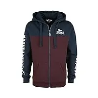 lonsdale sleeve sweat à capuche, navy, oxblood, large homme