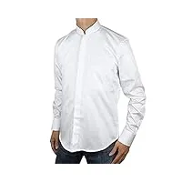 sinologie chemise col mao mandarin en popeline de coton blanc (xl)