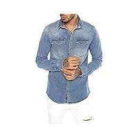 redbridge chemise en denim jeans à la mode pour hommes en coton avec manches longues bleu clair xl