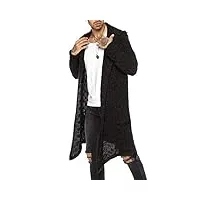 redbridge hommes manches longues cardigan oversize veste en tricot asymétrique pull noir s
